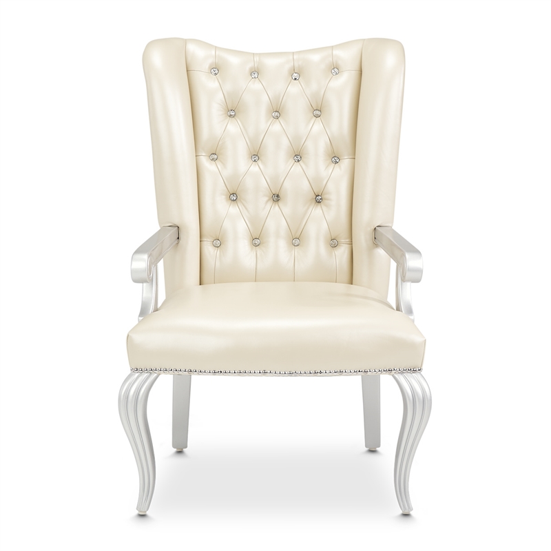 Pemberly Row Modern Tufted Leather Desk Chair - Creamy Pearl