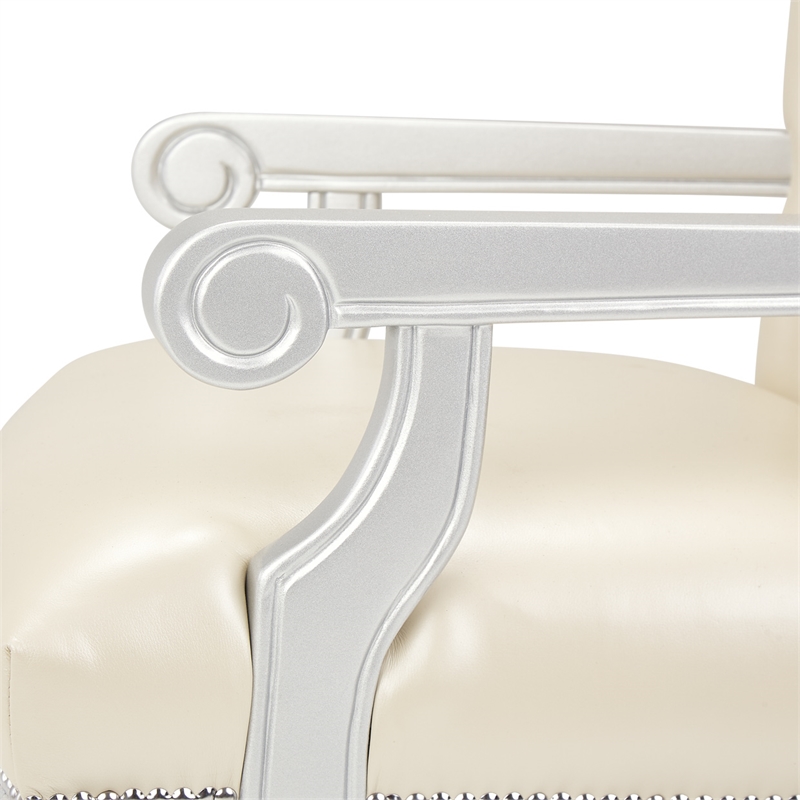 Pemberly Row Modern Tufted Leather Desk Chair - Creamy Pearl