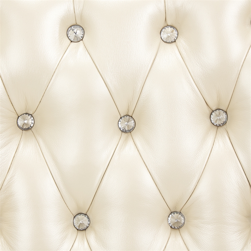 Pemberly Row Modern Tufted Leather Desk Chair - Creamy Pearl
