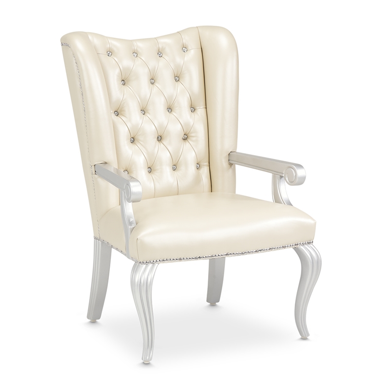 Pemberly Row Modern Tufted Leather Desk Chair - Creamy Pearl