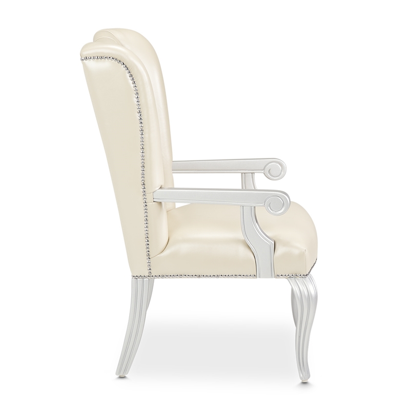 Pemberly Row Modern Tufted Leather Desk Chair - Creamy Pearl