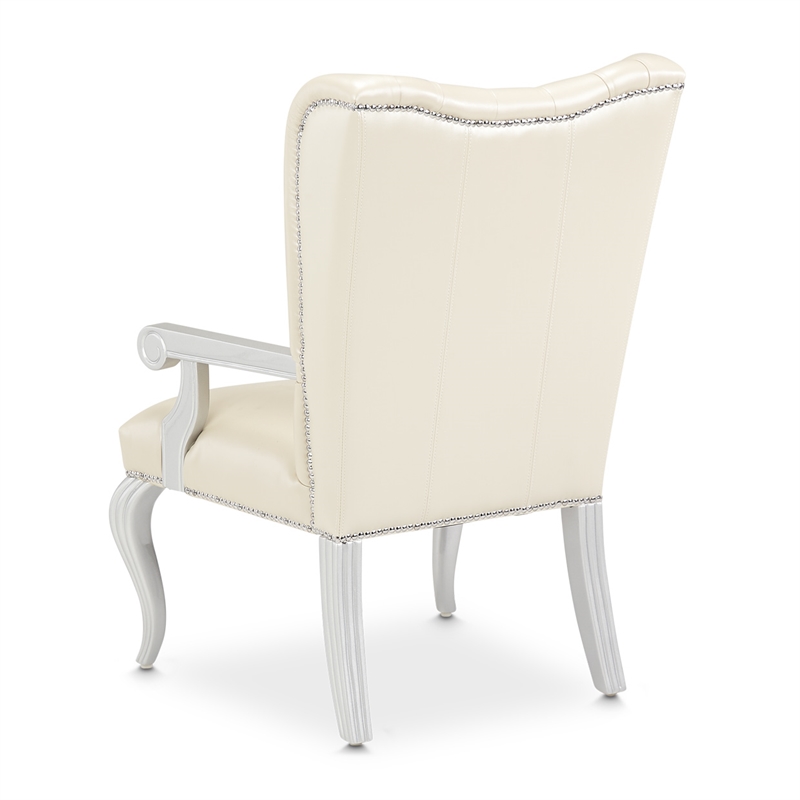 Pemberly Row Modern Tufted Leather Desk Chair - Creamy Pearl