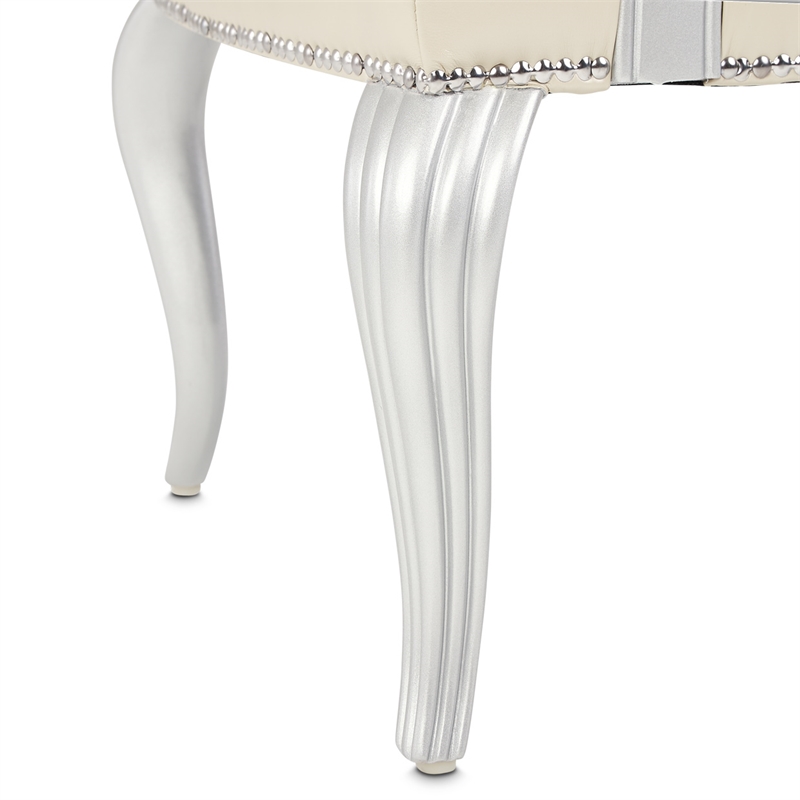 Pemberly Row Modern Tufted Leather Desk Chair - Creamy Pearl