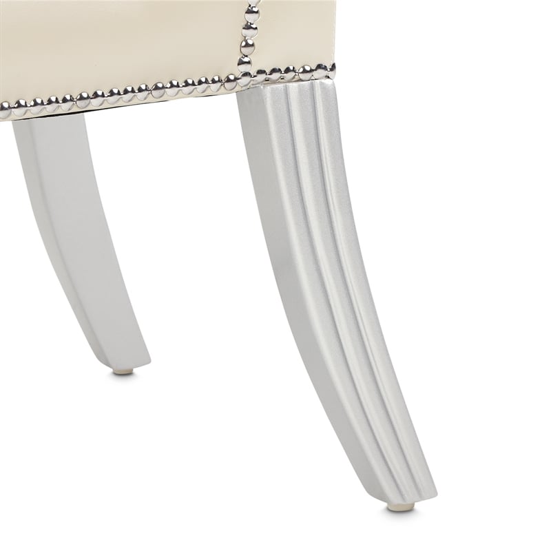 Pemberly Row Modern Tufted Leather Desk Chair - Creamy Pearl