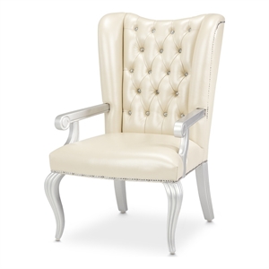 Pemberly Row Modern Tufted Leather Desk Chair - Creamy Pearl