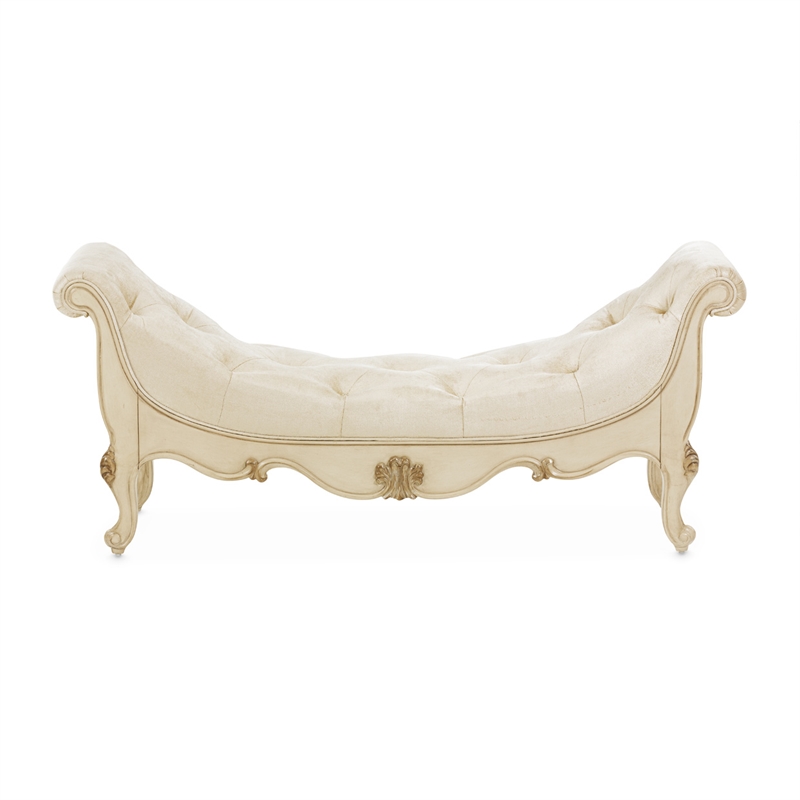 Pemberly Row Modern / Contemporary Velvet Accent Bench - Ivory