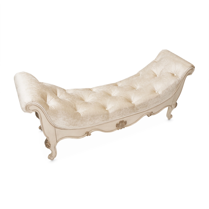 Pemberly Row Modern / Contemporary Velvet Accent Bench - Ivory