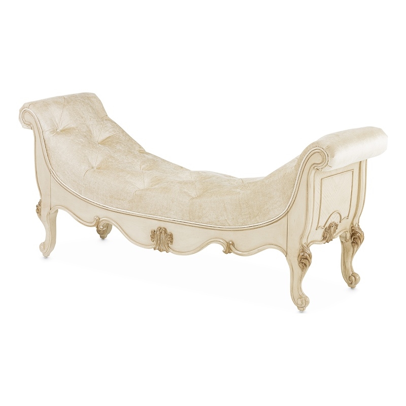 Pemberly Row Modern / Contemporary Velvet Accent Bench - Ivory