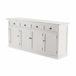 Pemberly Row Mahogany Wood Buffet with 4 Doors 4 Drawers in White