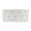 Pemberly Row Mahogany Wood Buffet with 4 Doors 4 Drawers in White