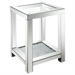 Pemberly Row Contemporary Square Glass Top Storage End Table in Mirrored