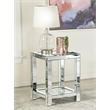 Pemberly Row Contemporary Square Glass Top Storage End Table in Mirrored