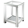 Pemberly Row Contemporary Square Glass Top Storage End Table in Mirrored