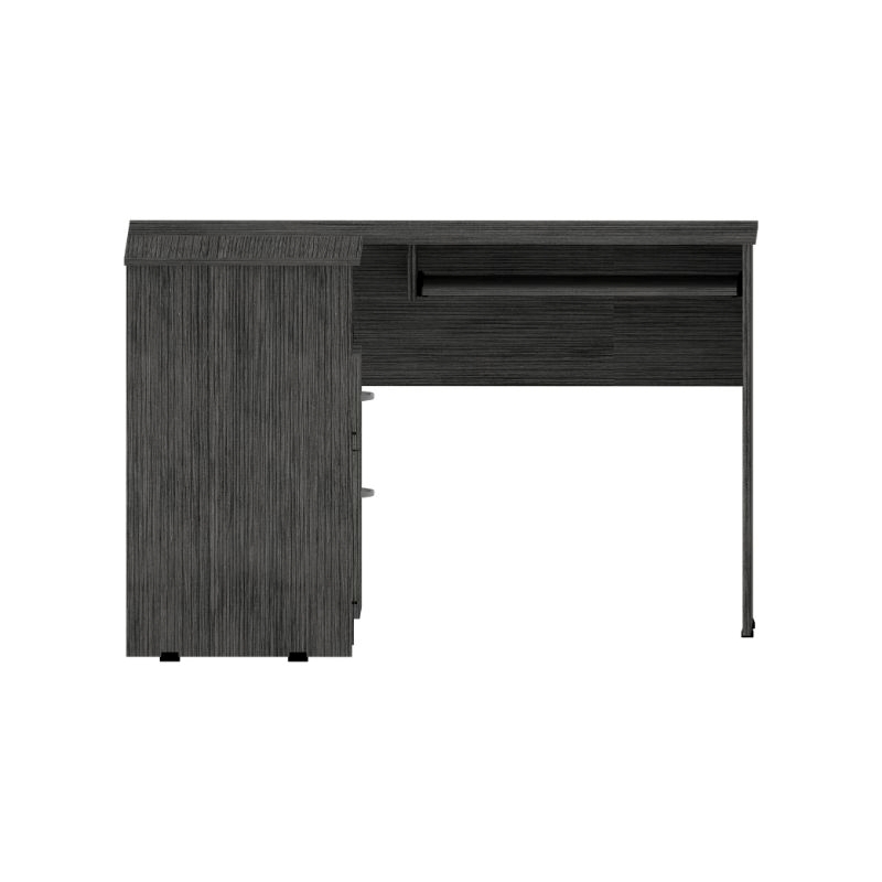 Pemberly Row Contemporary L Shape Desk Smokey Oak Engineered Wood