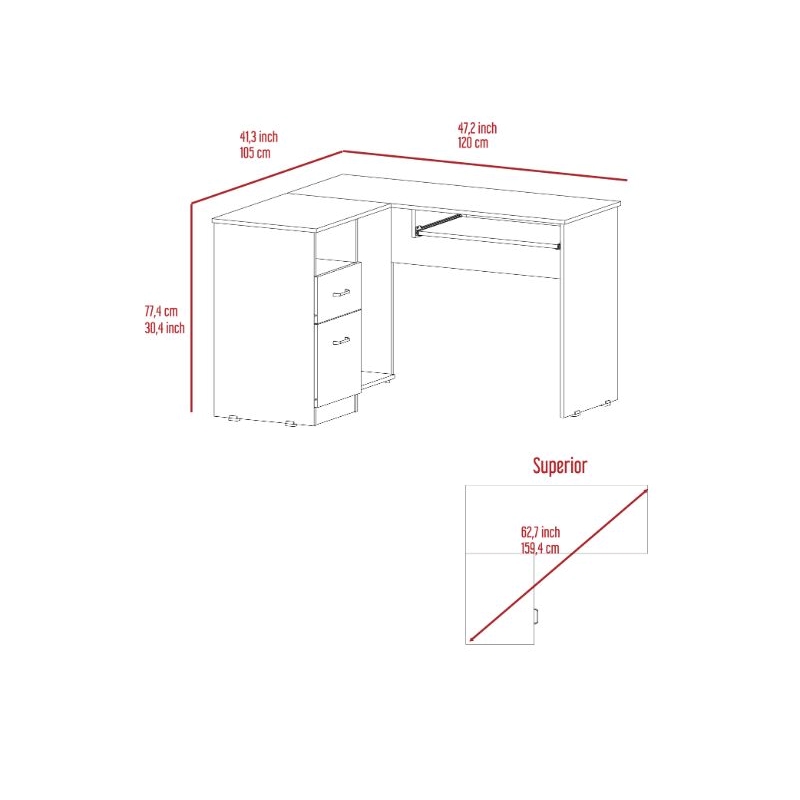 Pemberly Row Contemporary L Shape Desk Smokey Oak Engineered Wood