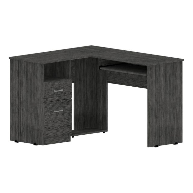 Pemberly Row Contemporary L Shape Desk Smokey Oak Engineered Wood