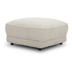 Pemberly Row Contemporary Fabric Ottoman with Casters in Ivory