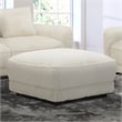 Pemberly Row Contemporary Fabric Ottoman with Casters in Ivory