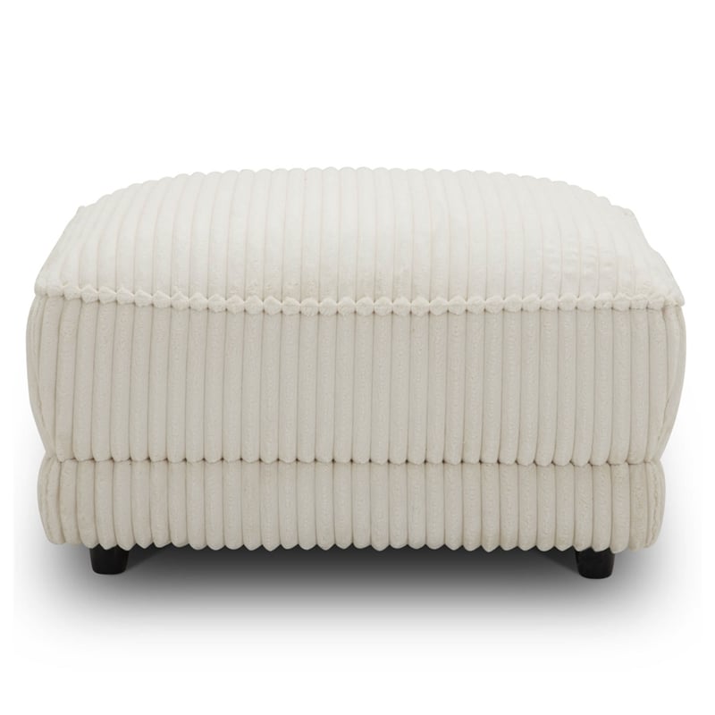 Pemberly Row Contemporary Fabric Ottoman with Casters in Ivory