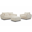 Pemberly Row Contemporary Fabric Ottoman with Casters in Ivory