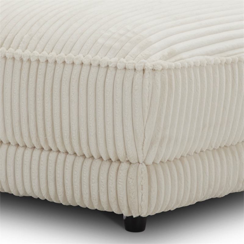 Pemberly Row Contemporary Fabric Ottoman with Casters in Ivory