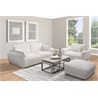 Pemberly Row Contemporary Fabric Ottoman with Casters in Ivory