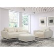 Pemberly Row Contemporary Fabric Ottoman with Casters in Ivory