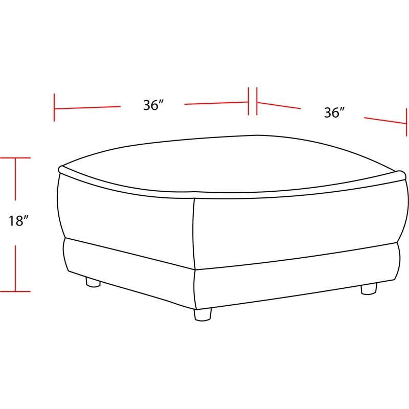 Pemberly Row Contemporary Fabric Ottoman with Casters in Ivory