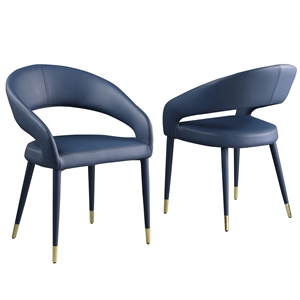 Pemberly Row Faux Leather Dining Chairs IN Navy Blue (Set of 2)