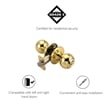 Pemberly Row Ball Keyed Brass Entry Door Knob in Polished Brass