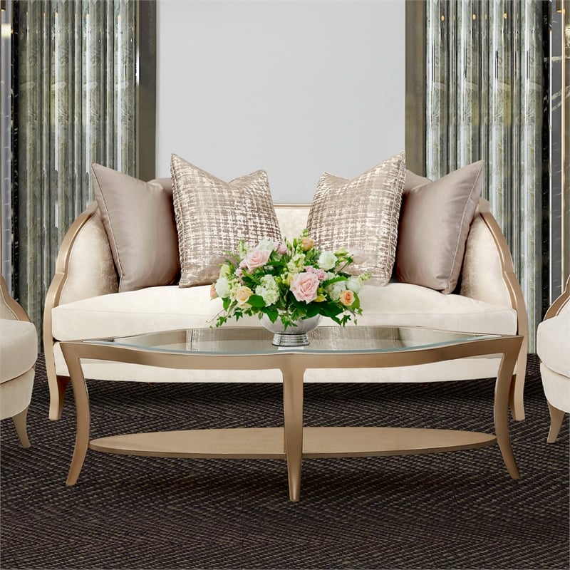 Pemberly Row Modern / Contemporary Loveseat - Cloud White/Chardonnay