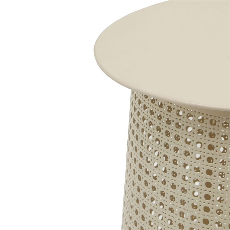 Pemberly Row Modern / Contemporary Eggnog Cream Iron Side Table