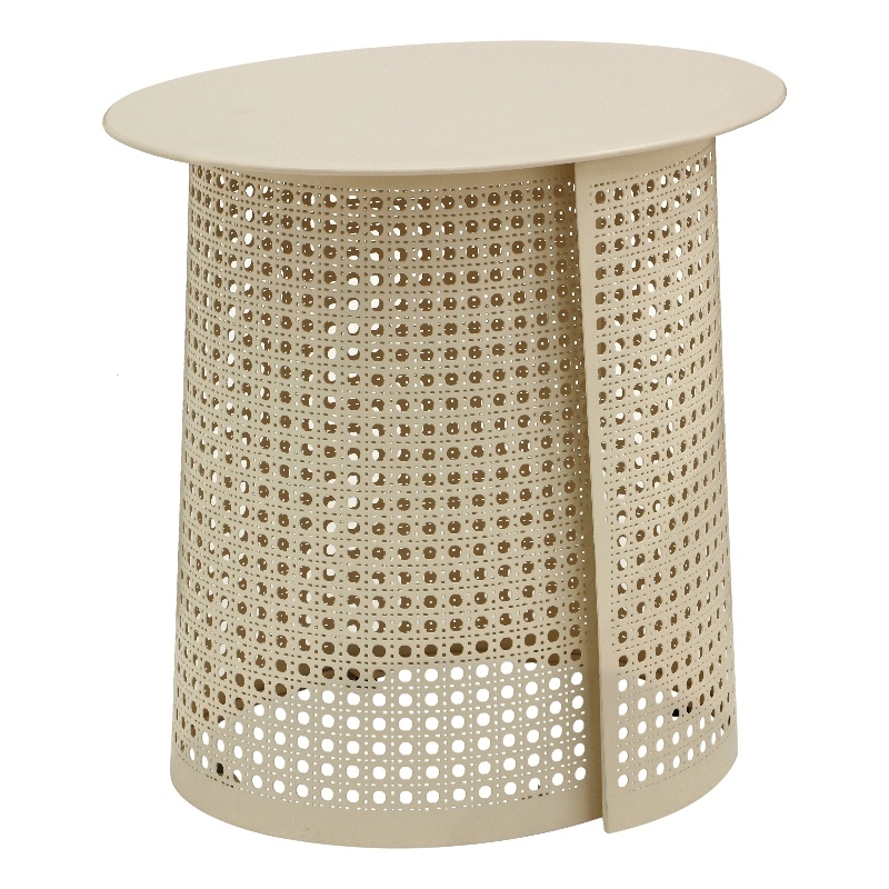 Pemberly Row Modern / Contemporary Eggnog Cream Iron Side Table