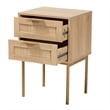 Pemberly Row Light Brown Wood and Gold Metal 2-Drawer End Table