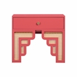 Pemberly Row Contemporary Suzie Coral Pink & Rattan Nightstand
