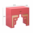 Pemberly Row Contemporary Suzie Coral Pink & Rattan Nightstand
