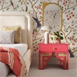Pemberly Row Contemporary Suzie Coral Pink & Rattan Nightstand