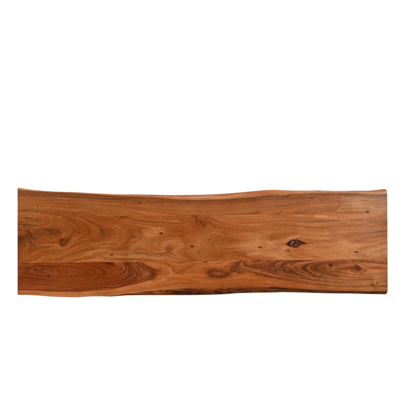 Pemberly Row Modern Live Edge Solid Wood Console Table in Brown