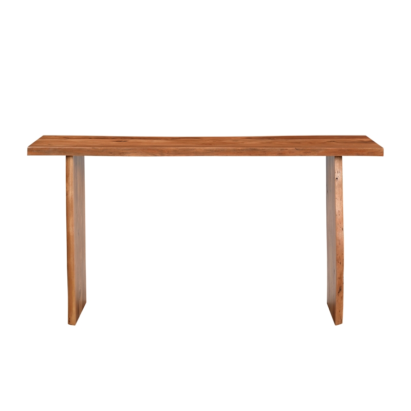 Pemberly Row Modern Live Edge Solid Wood Console Table in Brown