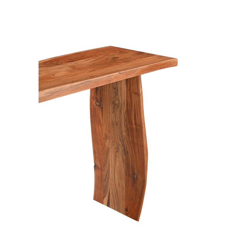 Pemberly Row Modern Live Edge Solid Wood Console Table in Brown