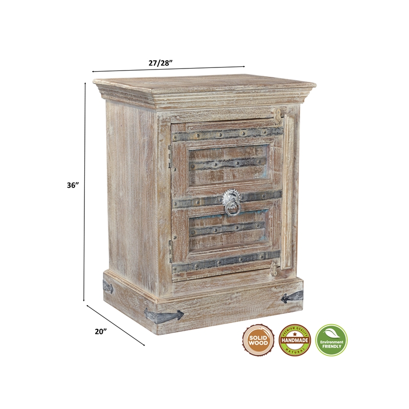 Pemberly Row Modern 1-door Solid Wood Nightstand (Left) in White