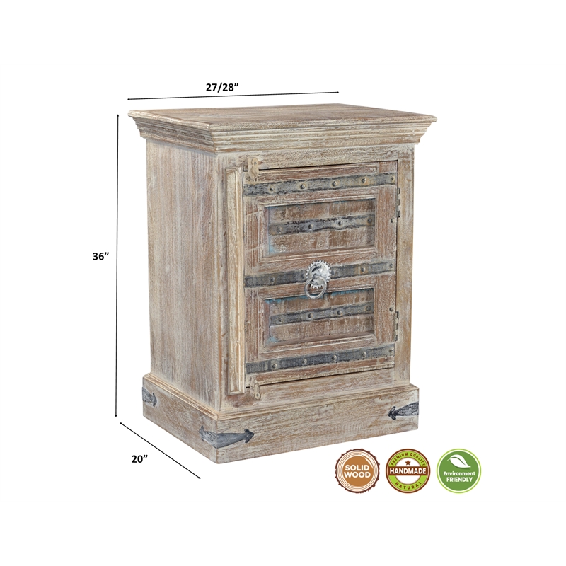 Pemberly Row Modern 1-door Solid Wood Nightstand (Right) in White