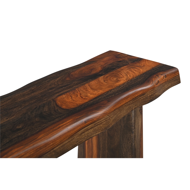 Pemberly Row Live Edge Solid Wood Console Table in Dark Brown