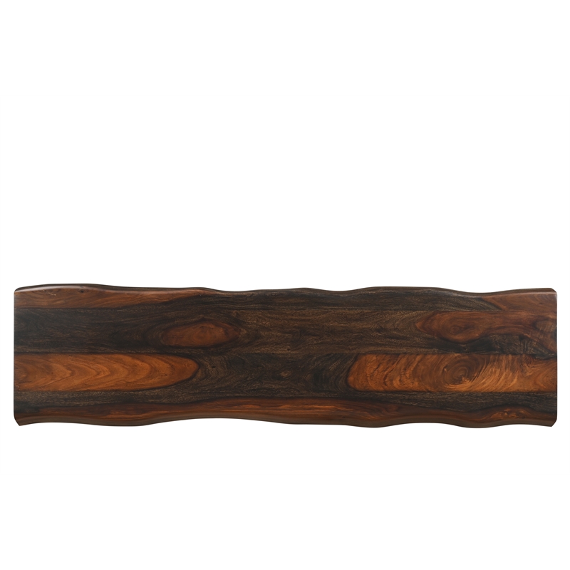 Pemberly Row Live Edge Solid Wood Console Table in Dark Brown