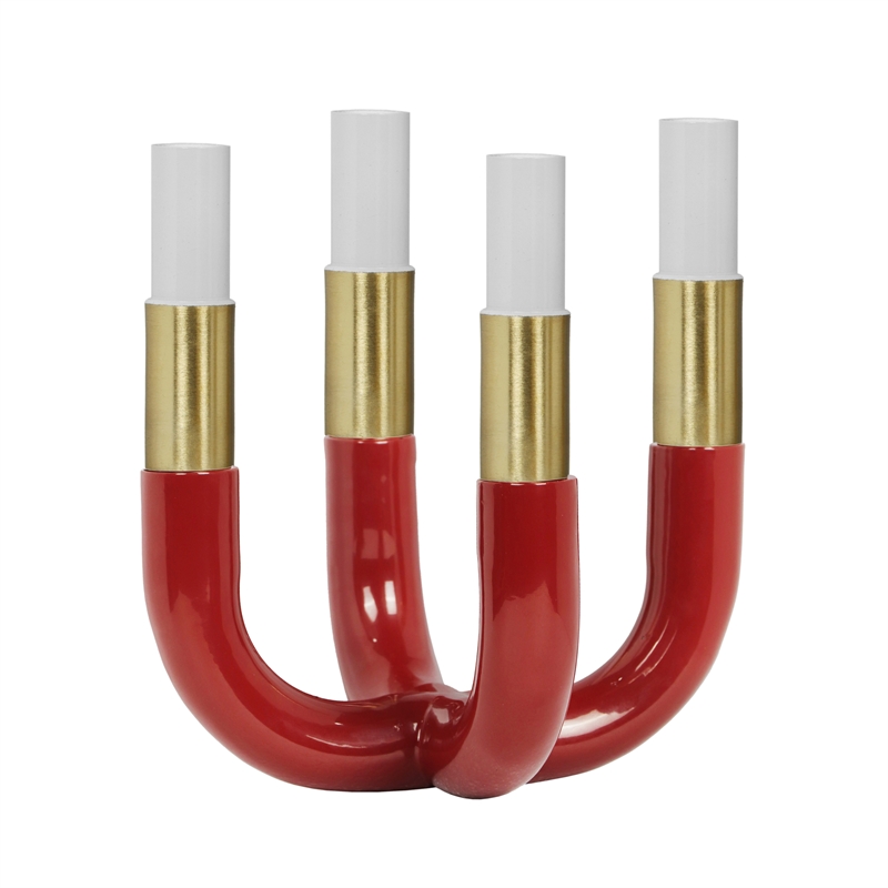 Pemberly Row Contemporary Iron and Aluminum Burgundy Candelabra