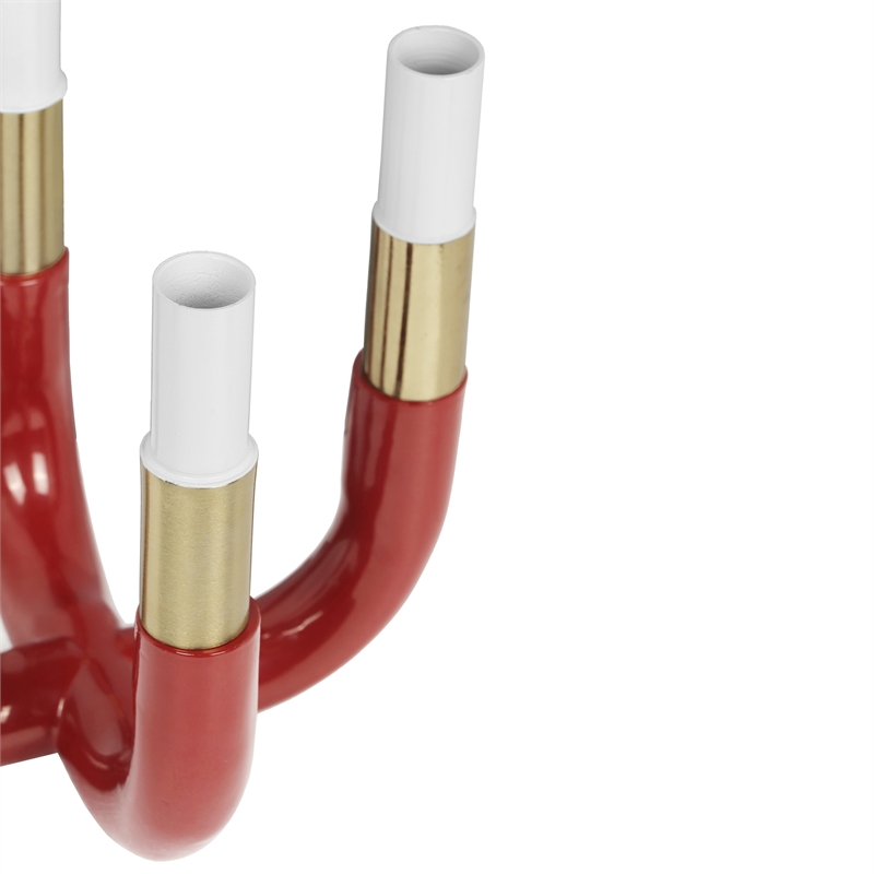 Pemberly Row Contemporary Iron and Aluminum Burgundy Candelabra