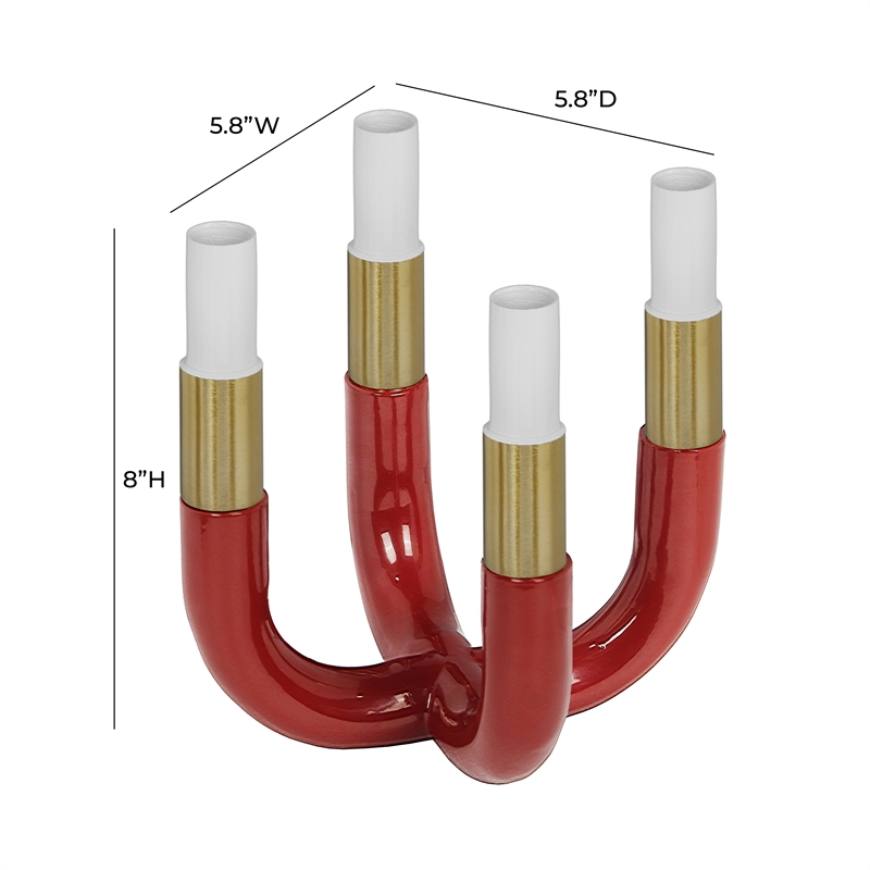 Pemberly Row Contemporary Iron and Aluminum Burgundy Candelabra