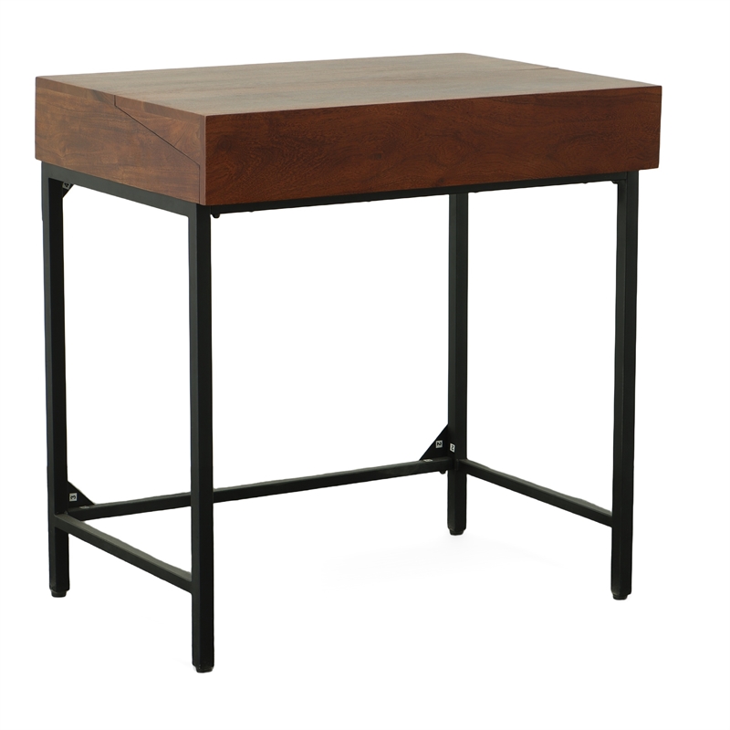 Pemberly Row Modern Rustic Top RTA Writing Desk in Chestnut/Black