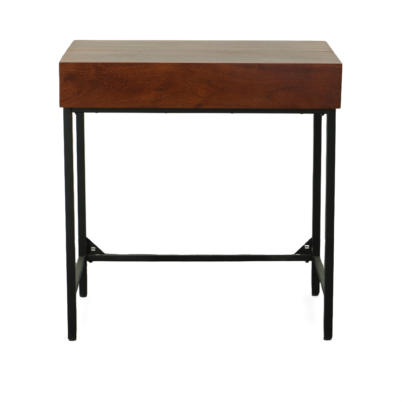 Pemberly Row Modern Rustic Top RTA Writing Desk in Chestnut/Black