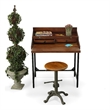 Pemberly Row Modern Rustic Top RTA Writing Desk in Chestnut/Black
